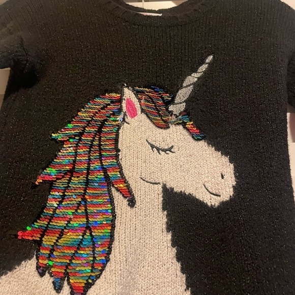 Justice Unicorn Reversible Sequin Black Sweater Girls Size 10 - Picture 6 of 8